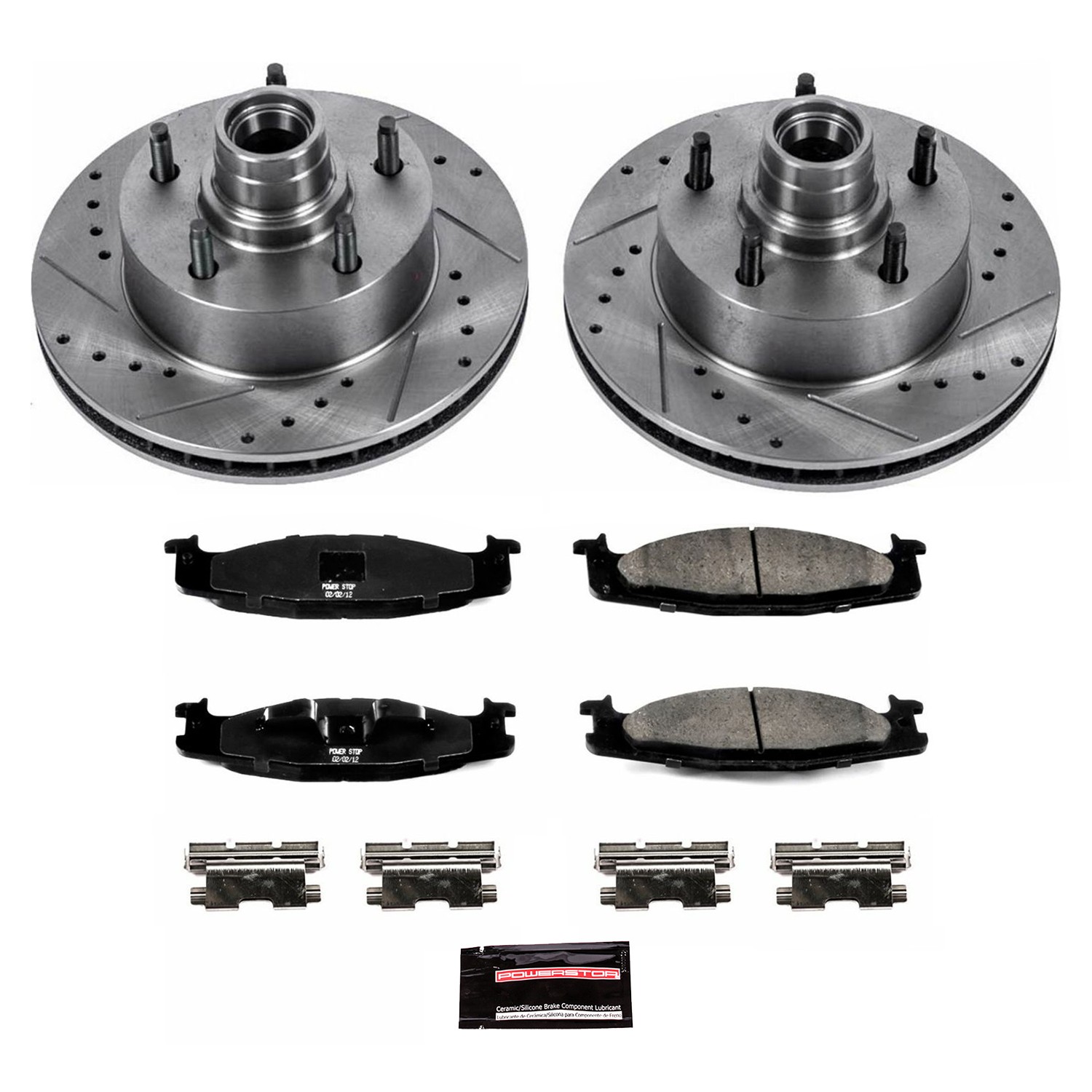 PowerStop Z23 Evolution Sport Front Brake Kit - 4-Pc, Carbon-Fiber Ceramic, Drilled & Slotted Rotors - 2