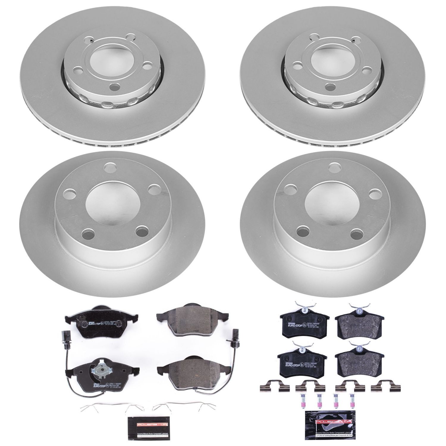 PowerStop EuroStop Brake Kit - 4-Pc, Geomet Fully Coated Rotors - 2