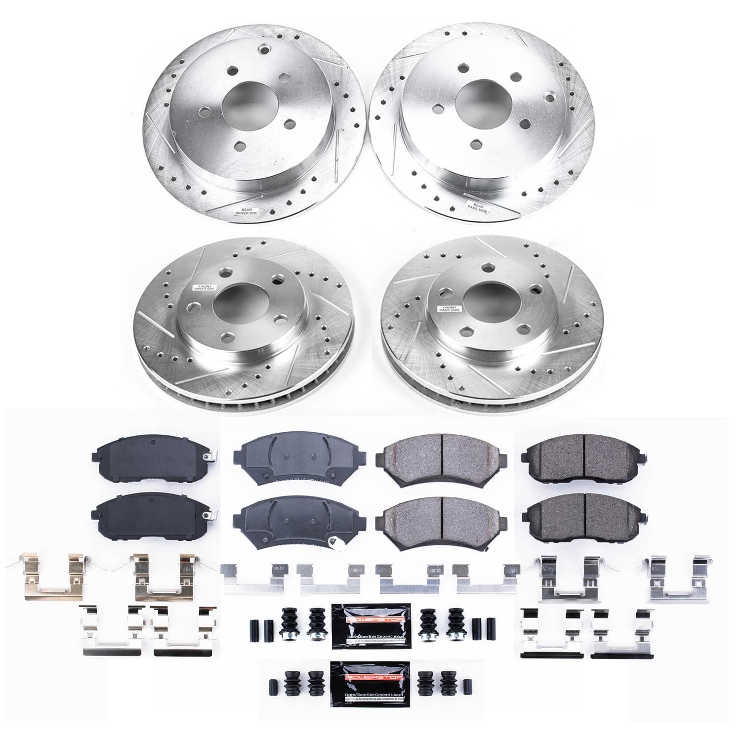 PowerStop Z23 Evolution Sport Front & Rear Brake Kit - 4-Pc, Carbon-Fiber Ceramic, Drilled & Slotted Rotors — image 2
