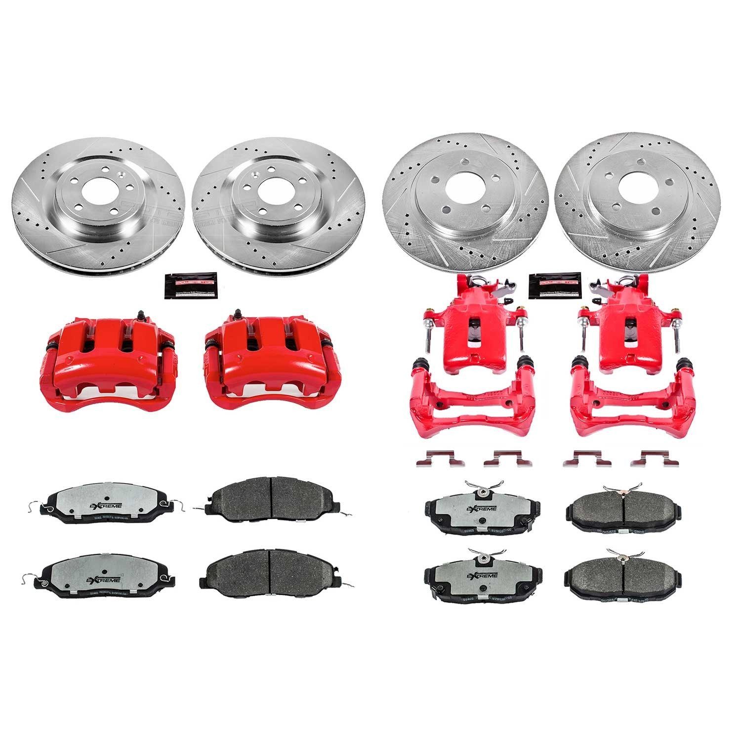 PowerStop Z26 Street Warrior Front & Rear Brake Kit - 8-Pc, Carbon-Fiber Ceramic, Drilled & Slotted Rotors