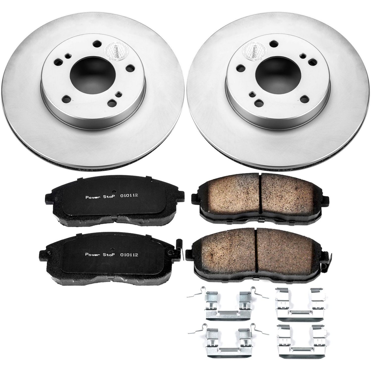 PowerStop Z17 Evolution Ceramic Front Brake Kit - 4-Pc, Ceramic, Geomet Fully Coated Rotors - 2