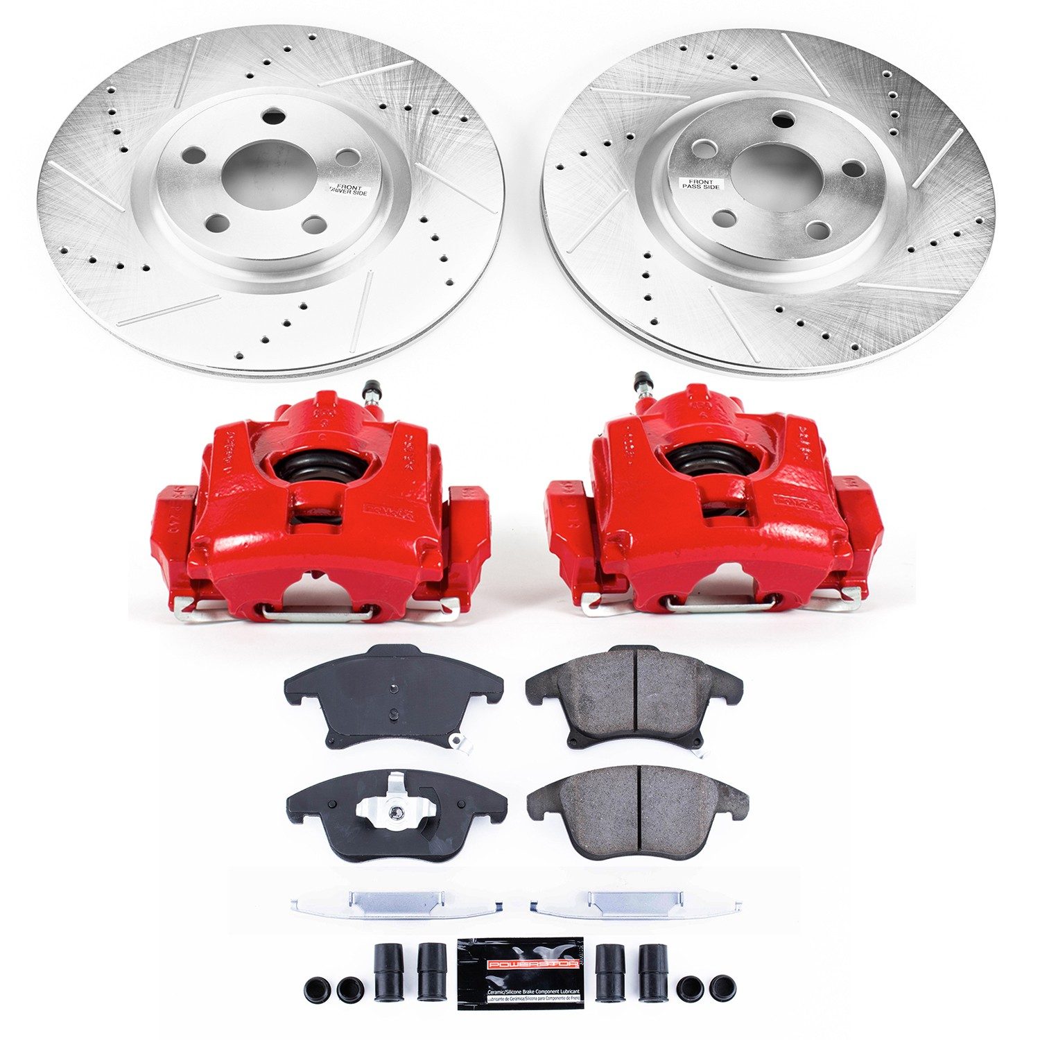 PowerStop Z23 Evolution Sport Front Brake Kit - 8-Pc, Carbon-Fiber Ceramic, Drilled & Slotted Rotors — image 2